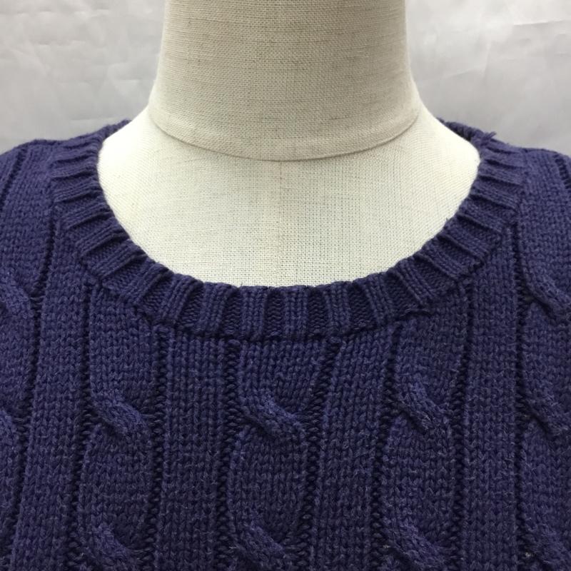 ラルフローレン RALPHLAUREN ニット、セーター 長袖 コットン クルーネック L ワンポイント 紺 / ネイビー /  レディース USED 古着 中古 10118374