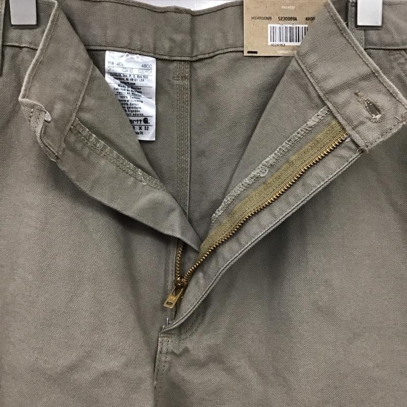 カーハート Carhartt パンツ ワークパンツ、ペインターパンツ B11-DES WASHED-DUCK WORK DUNGAREE 42×32 ロゴ、文字 ベージュ / ベージュ /  メンズ USED 古着 中古 10110818