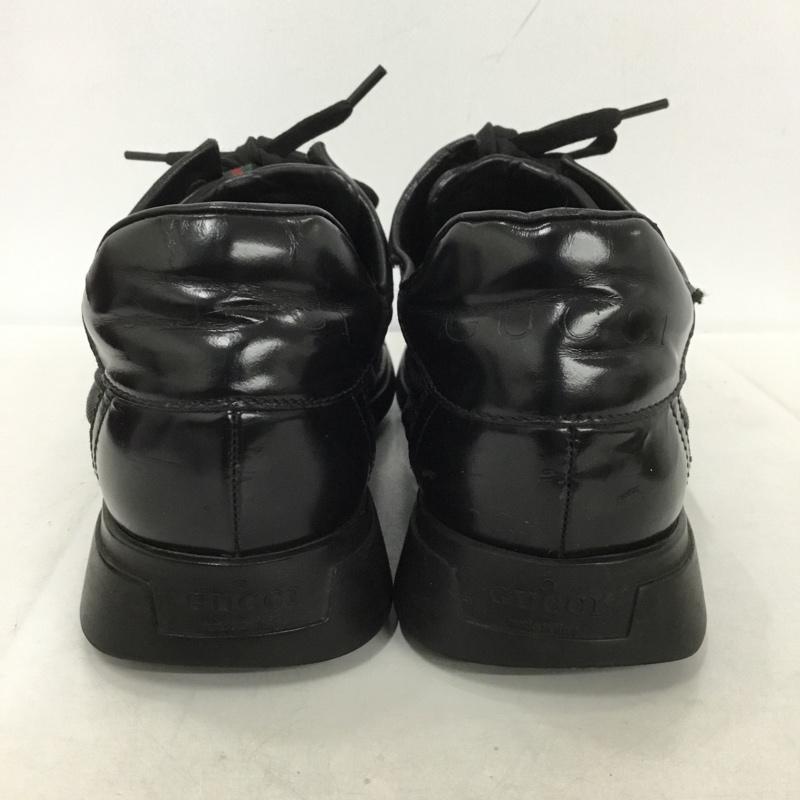 グッチ GUCCI スニーカー スニーカー 111 6057 シェリーライン レザー ロゴ、文字 黒 / ブラック /  メンズ USED 古着 中古 10136383