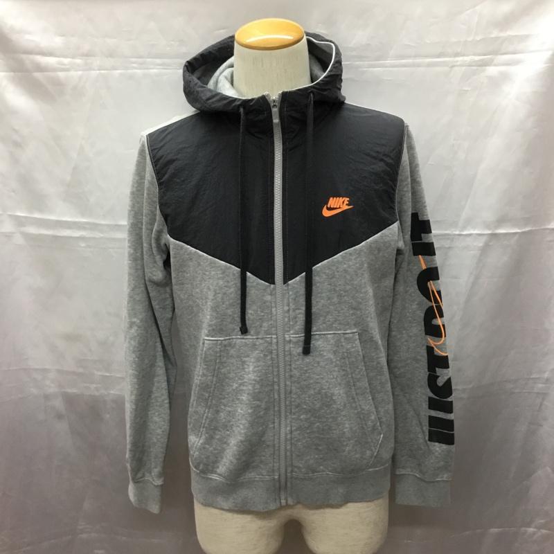 ナイキ NIKE パーカー 長袖 931901-063 ジップアップパーカー 裏起毛 スウェットパーカー S ロゴ、文字 灰 / グレー /  メンズ USED 古着 中古 10110992