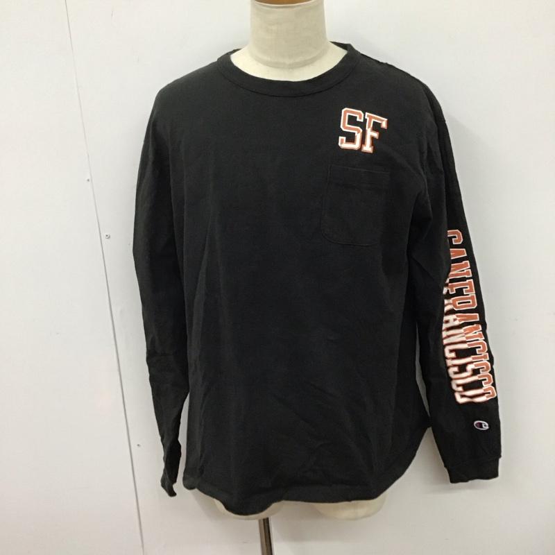 チャンピオン Campion Tシャツ 長袖 XL プリント 黒 / ブラック /  メンズ USED 古着 中古 10128250