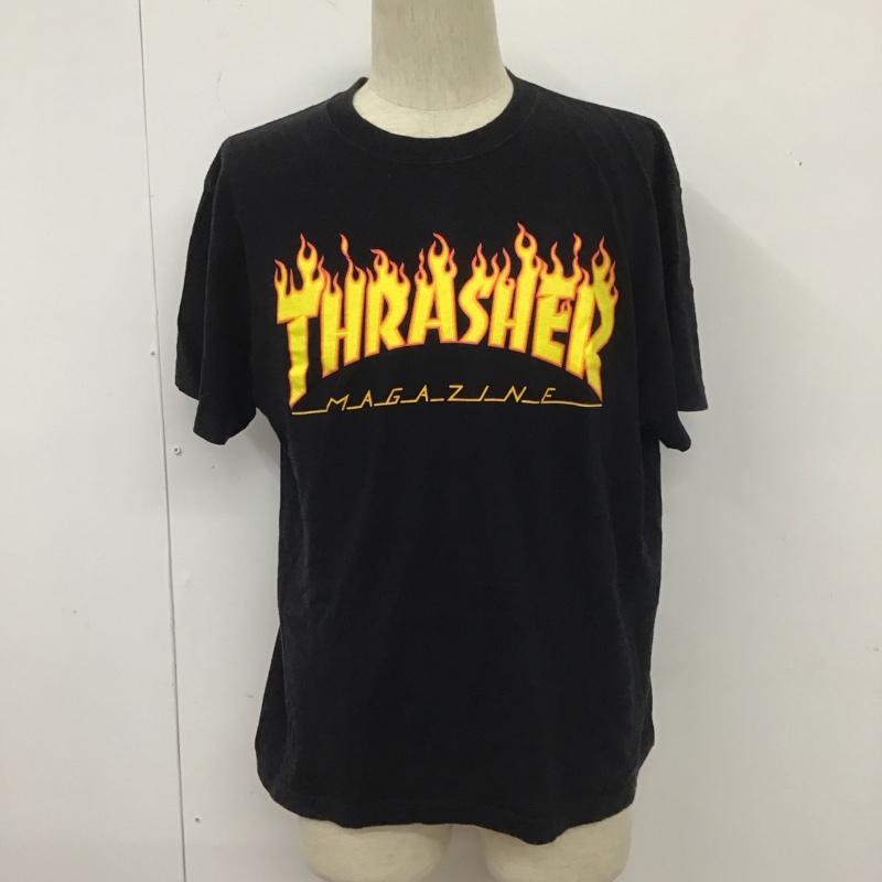 スラッシャー THRASHER Tシャツ 半袖 クルーネック プリント L ロゴ、文字 黒 / ブラック /  メンズ USED 古着 中古 10111197