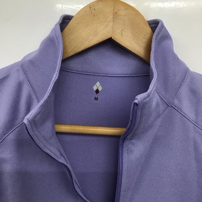 モンベル mont-bell カットソー 長袖 1104941 ウイックロンZEOロングスリーブジップシャツ M ロゴ、文字 紫 / パープル / X 灰 / グレー /  レディース USED 古着 中古 10149375