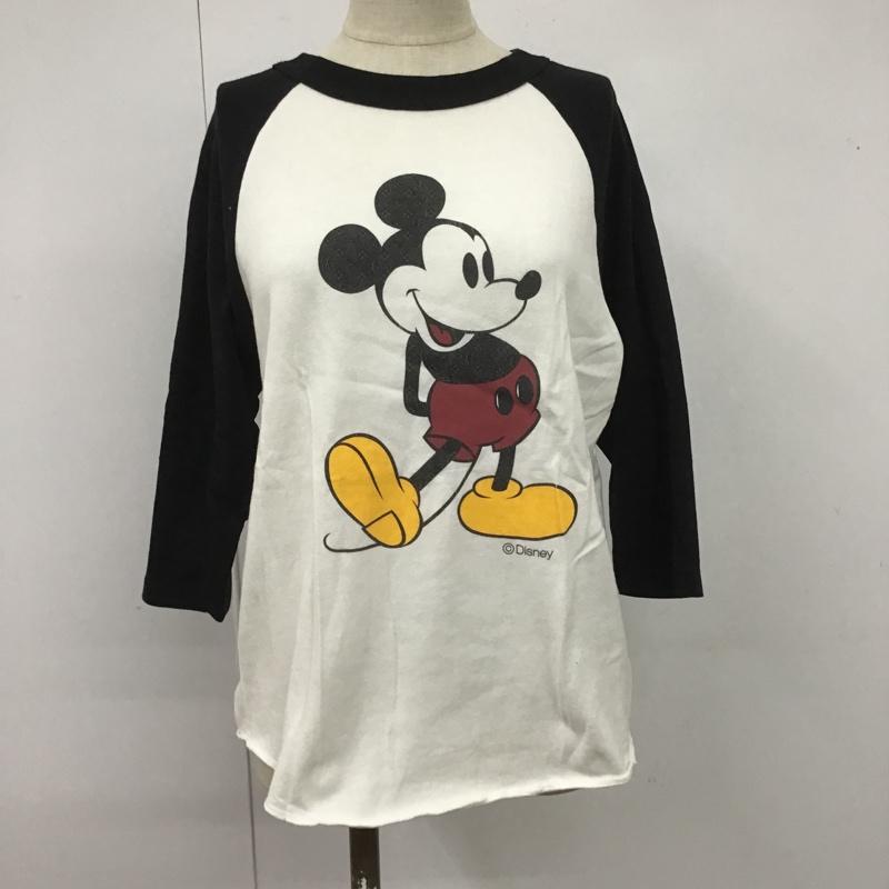 ビームス ハート BEAMS HEART カットソー 七分袖 ラグラン ミッキー ディズニー プリント 白 / ホワイト /  レディース USED 古着 中古 10106167