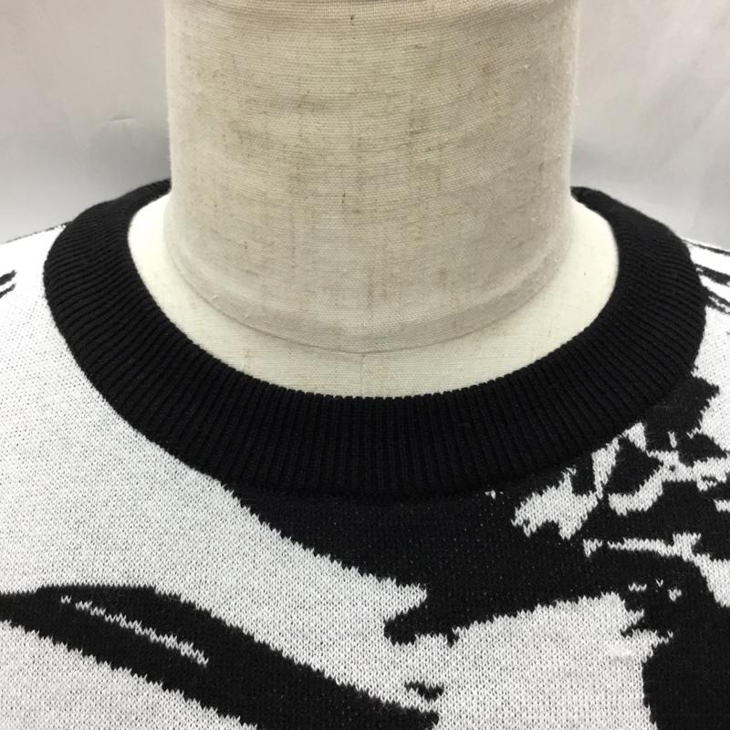 ザラ ZARA ニット、セーター 長袖 長袖ニットカットソー クルーネックカットソー セーター XL 総柄 白 / ホワイト / X 黒 / ブラック /  メンズ USED 古着 中古 10111314