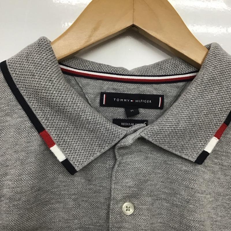 トミーヒルフィガー TOMMY HILFIGER ポロシャツ 半袖 半袖ポロシャツ カラーシャツ 半袖カットソー M 無地 灰 / グレー /  メンズ USED 古着 中古 10141668