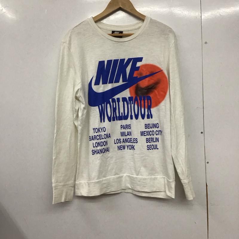 ナイキ NIKE Tシャツ 長袖 長袖カットソー プリントカットソー クルーネック M プリント 白 / ホワイト /  メンズ USED 古着 中古 10145690