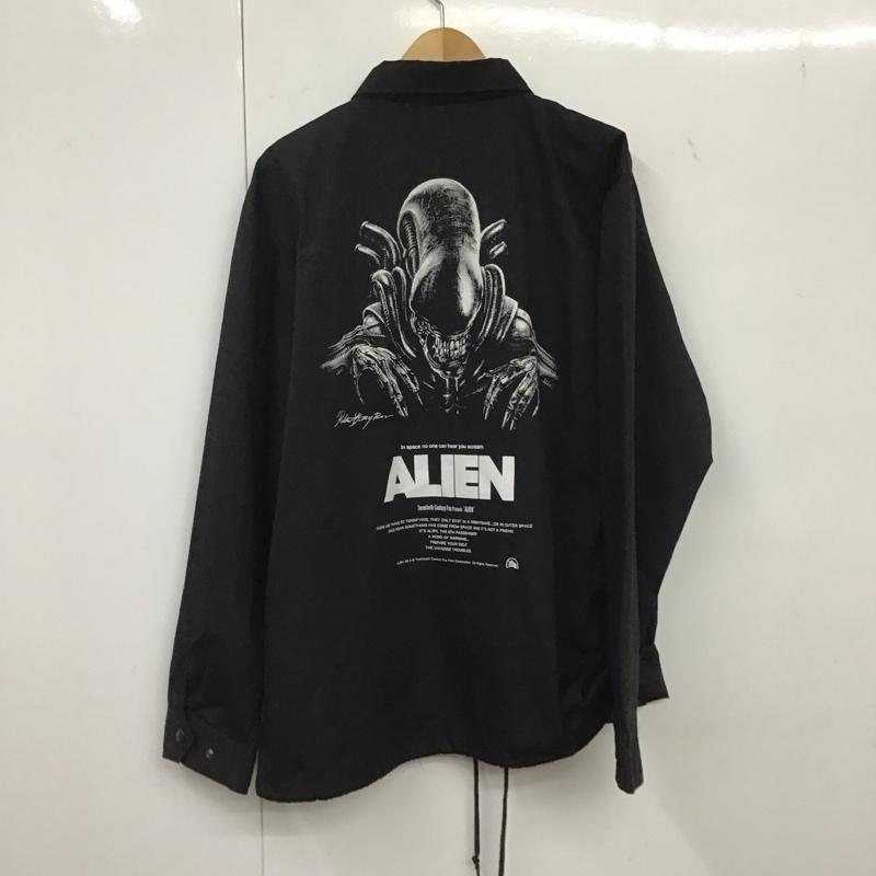 エイリアン ALIEN ジャケット、上着 ジャケット、ブレザー カジュアルジャケット アウター カラージャケット 前ボタン XL プリント 黒 / ブラック /  メンズ USED 古着 中古 10134693