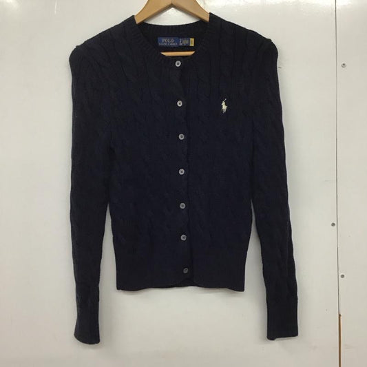 ポロラルフローレン POLO RALPH LAUREN カーディガン 長袖 長袖ニットカーディガン 前ボタン ノーカラー S 無地 紺 / ネイビー /  レディース USED 古着 中古 10135105