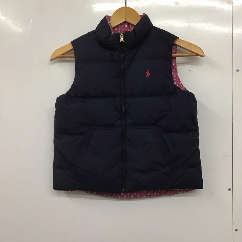 ラルフローレン RALPHLAUREN ベスト ベスト 313505468002 ダウン フェザー リバーシブル キッズ 140 M ワンポイント 紺 / ネイビー / X 桃 / ピンク /  ガールズ USED 古着 中古 10146615