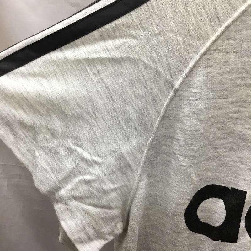 アディダス adidas パーカー 半袖 ADS-3620 スウェット プルオーバー L ロゴ、文字 灰 / グレー / X 黒 / ブラック /  メンズ USED 古着 中古 10117794