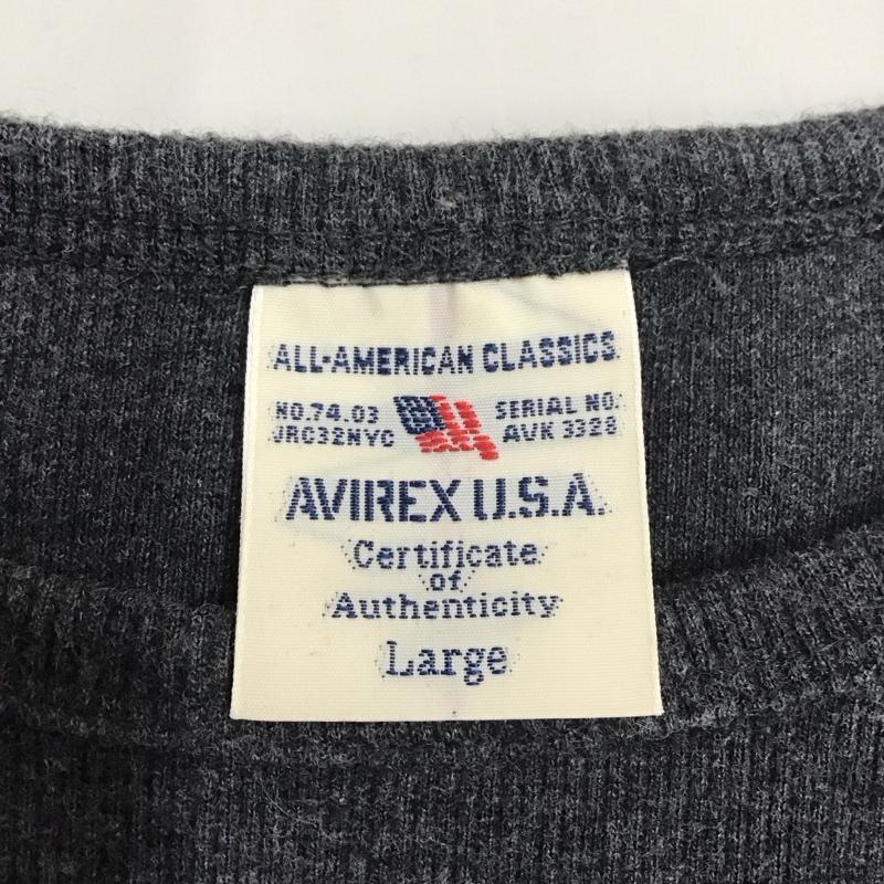 アヴィレックス AVIREX U.S.A. カットソー 長袖 長袖カットソー クルーネックカットソー ロングスリーブカットソー L 無地 灰 / グレー /  メンズ USED 古着 中古 10113680