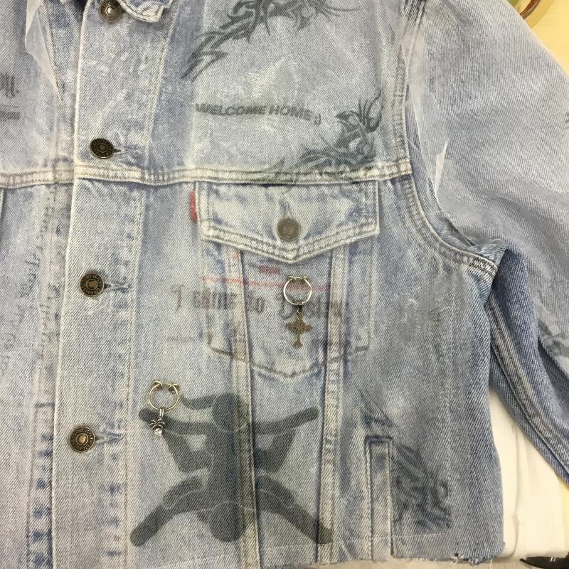 ユーズドクロージング used clothes ジャケット、上着 ジャケット、ブレザー 23AW TRIBAL + 4x4 DENIM JACKET L  水色 / ライトブルー / X 白 / ホワイト / X 銀 / シルバー /  メンズ USED 古着 中古 10128859