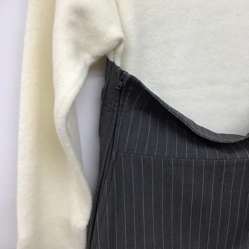 ミラオーウェン Mila Owen ニット、セーター 長袖 長袖ニットカットソー クルーネック セーター 1 ストライプ 白 / ホワイト /  レディース USED 古着 中古 10142452