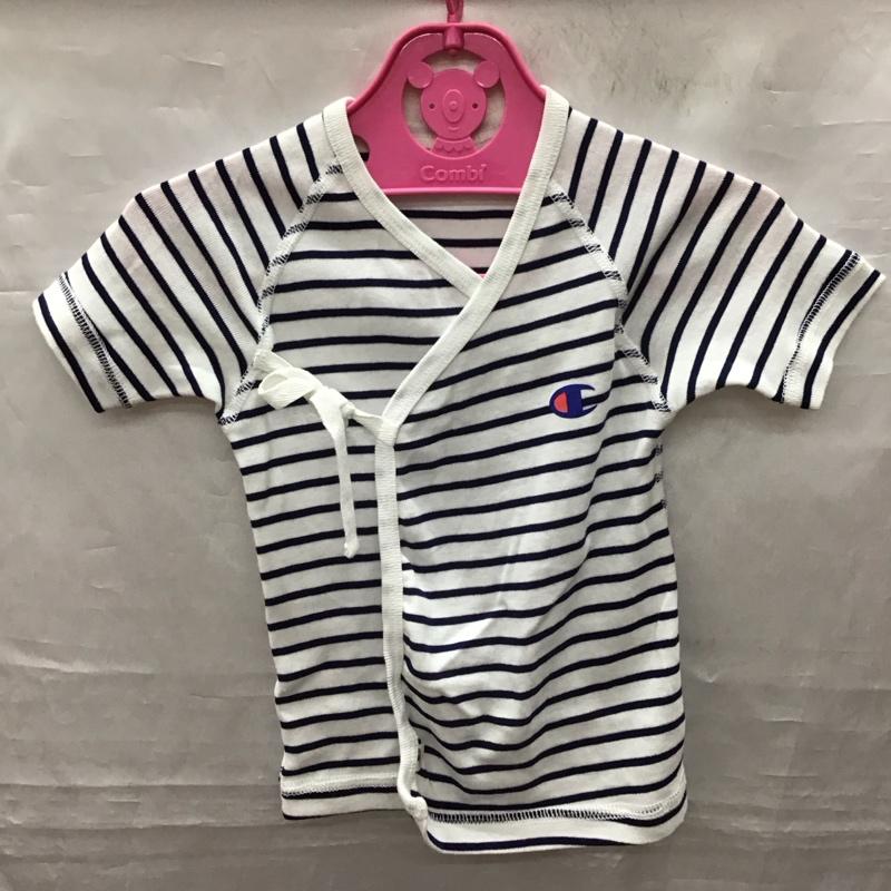 チャンピオン Champion シャツ、ブラウス 半袖 ベビー 短肌着 ボーダー ワンポイント 白 / ホワイト / X 紺 / ネイビー /  ボーイズ USED 古着 中古 10116910
