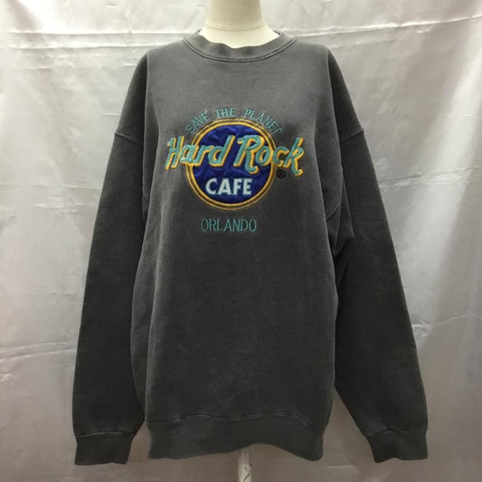 ハードロックカフェ HARD ROCK CAFE トレーナー 長袖 ORLANDO スウェット 裏起毛 刺繍 L ロゴ、文字 黒 / ブラック /  レディース USED 古着 中古 10107286