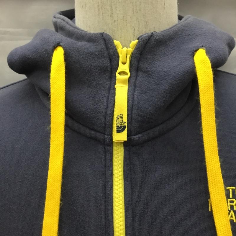 ザノースフェイス THE NORTH FACE パーカー 長袖 NT11530 REARVIEW FULLZIP HOODIE 裏起毛 L ロゴ、文字 紺 / ネイビー / X 黄 / イエロー /  メンズ USED 古着 中古 10118942
