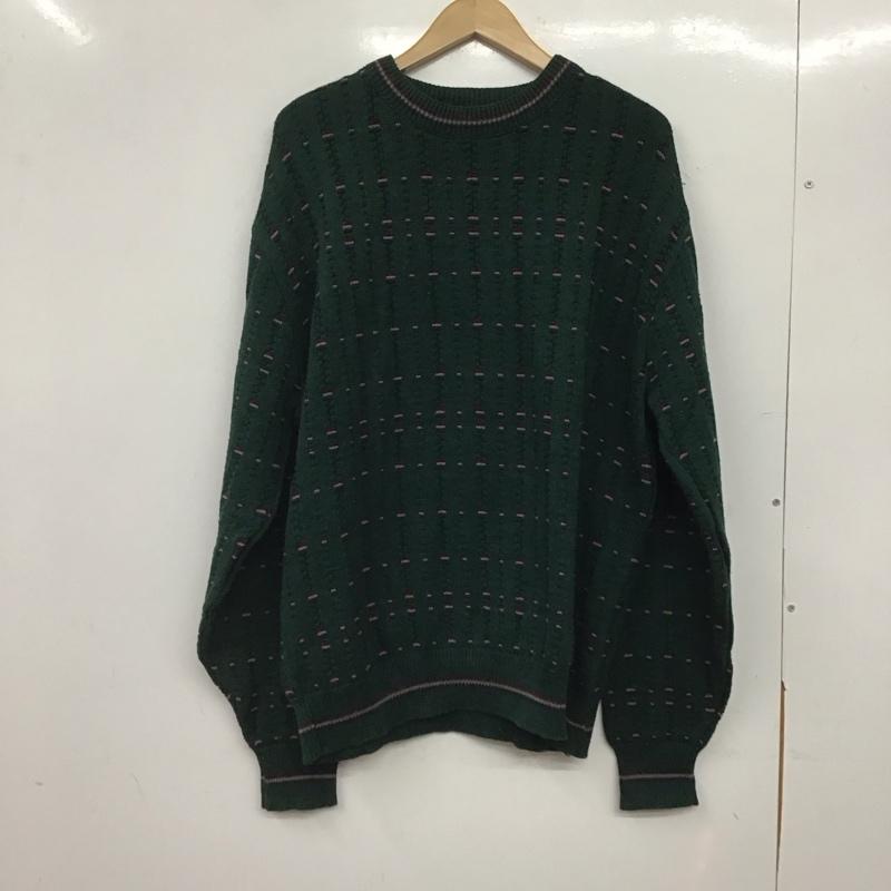 古着 USED ニット、セーター 長袖 長袖ニットカットソー クルーネック セーター L 総柄 緑 / グリーン /  メンズ USED 古着 中古 10144763
