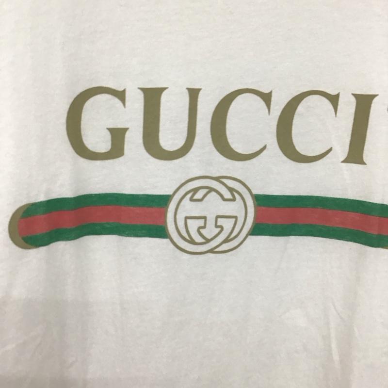 グッチ GUCCI Tシャツ 半袖 半袖カットソー プリントTシャツ クルーネックカットソー S プリント 白 / ホワイト /  メンズ USED 古着 中古 10148991