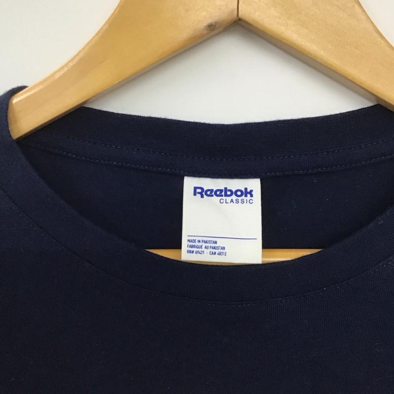 リーボック Reebok カットソー 長袖 長袖カットソー プリントカットソー クルーネック ロゴ、文字 紺 / ネイビー /  メンズ USED 古着 中古 10135856