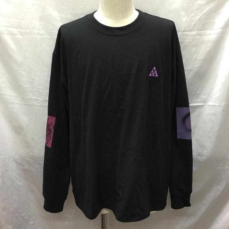 ナイキ NIKE トレーナー 長袖 dx9453-010 ACGNRGOC1L/STシャツ 長袖Tシャツ クルーネックカットソー XXL プリント 黒 / ブラック /  メンズ USED 古着 中古 10121927