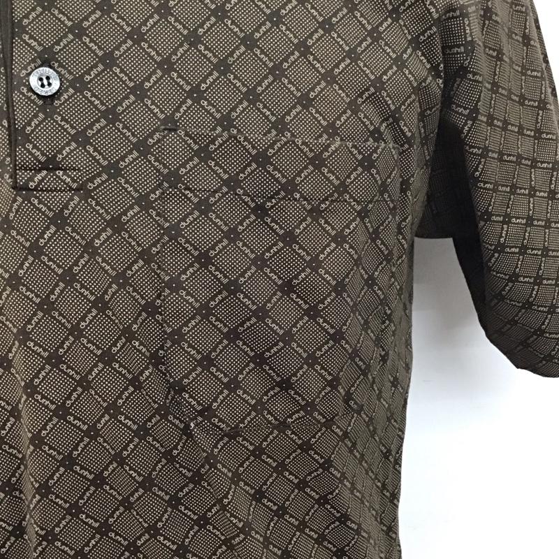 ダンヒル DUNHILL ポロシャツ 半袖 M 総柄 茶 / ブラウン /  メンズ USED 古着 中古 10128260