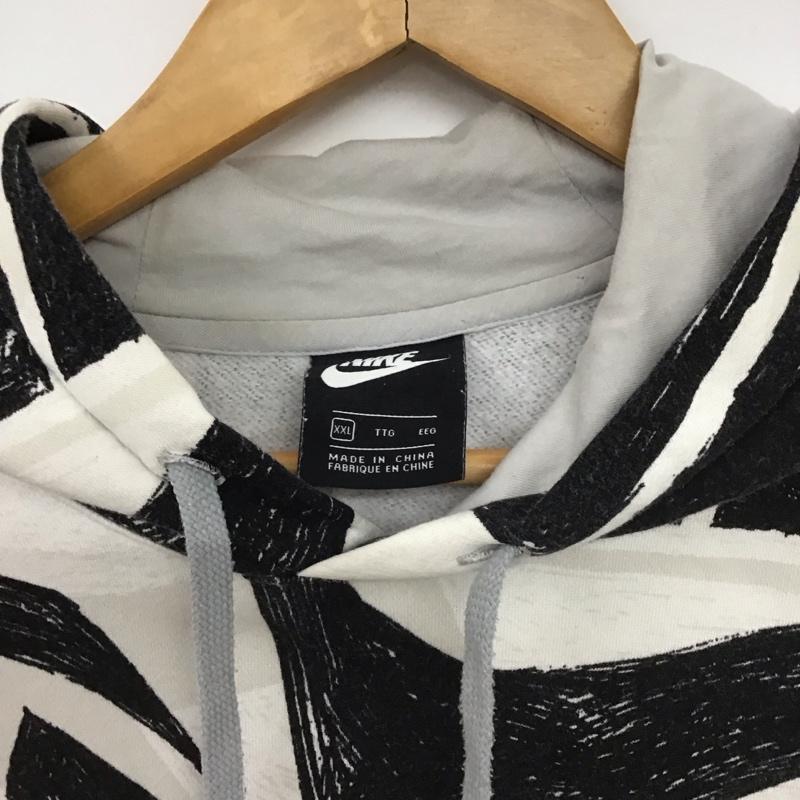 ナイキ NIKE パーカー 長袖 db4608-010 総柄ロゴプリントパーカー XXL プリント 灰 / グレー /  メンズ USED 古着 中古 10148566