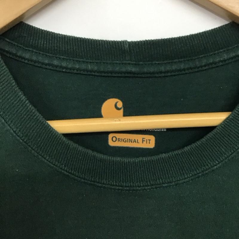 カーハート Carhartt Tシャツ 半袖 半袖カットソー プリントTシャツ クルーネックカットソー L ロゴ、文字 緑 / グリーン /  メンズ USED 古着 中古 10143256