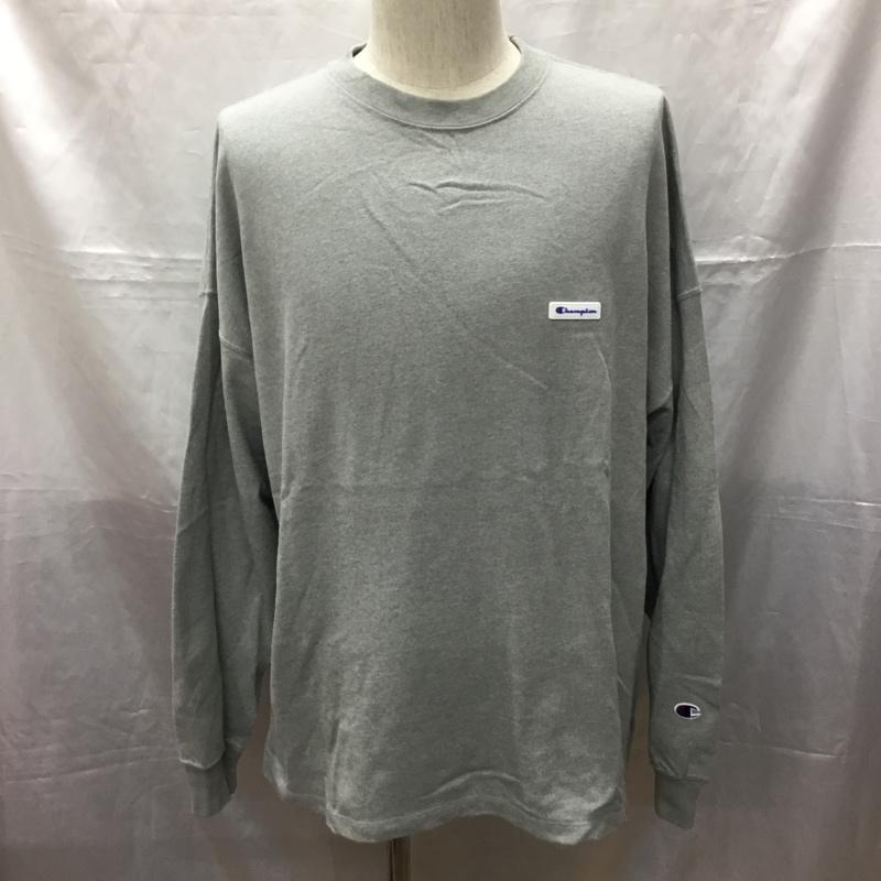 チャンピオン Champion カットソー 長袖 長袖カットソー クルーネックカットソー ロングスリーブカットソー プリントTシャツ L ロゴ、文字 灰 / グレー /  メンズ USED 古着 中古 10114112