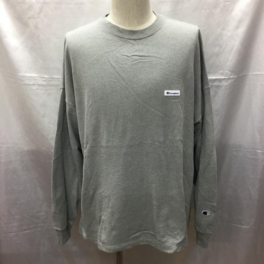 チャンピオン Champion カットソー 長袖 長袖カットソー クルーネックカットソー ロングスリーブカットソー プリントTシャツ L ロゴ、文字 灰 / グレー /  メンズ USED 古着 中古 10114112