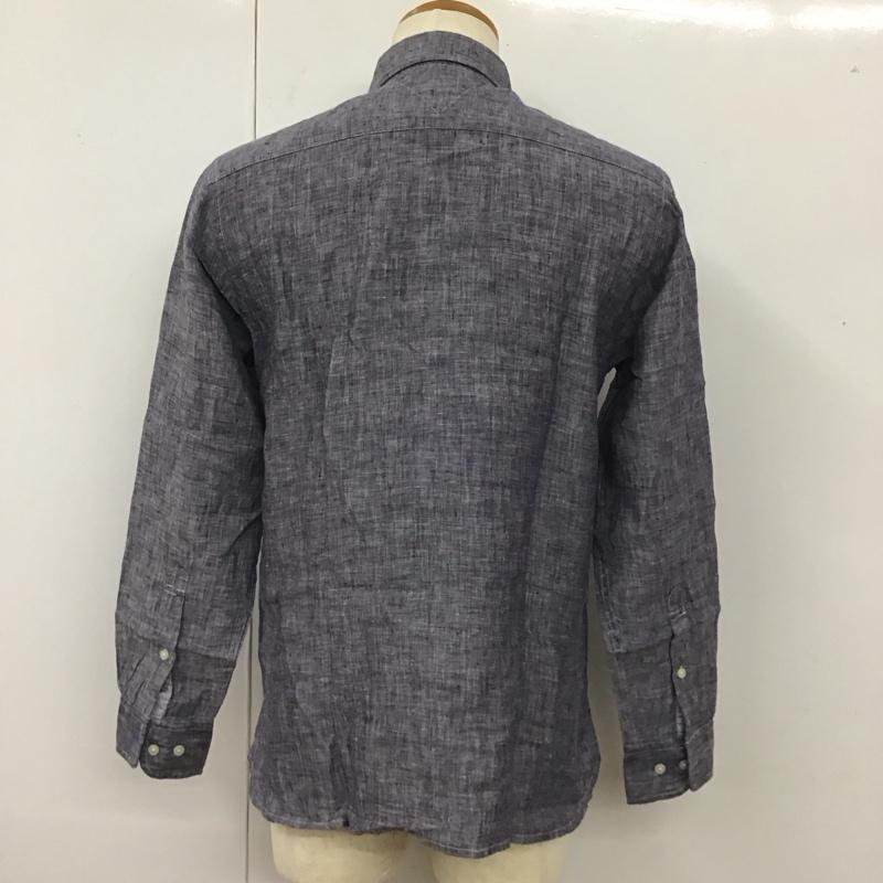 トミーヒルフィガー TOMMY HILFIGER シャツ、ブラウス 長袖 ボタンダウン 胸ポケット 麻 リネン タグ付き S ワンポイント 紺 / ネイビー /  メンズ USED 古着 中古 10112922
