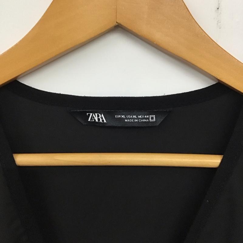 ザラ ZARA ベスト ベスト ジップアップベスト ノースリーブカットソー アウター XL 無地 黒 / ブラック /  メンズ USED 古着 中古 10137634