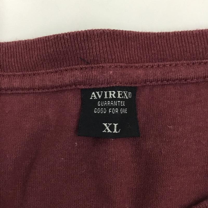 アヴィレックス AVIREX カットソー 長袖 長袖カットソー クルーネックカットソー ロングスリーブカットソー プリントTシャツ XL プリント えんじ / ワインレッド /  メンズ USED 古着 中古 10108787