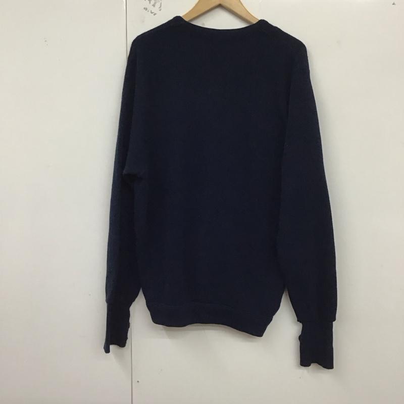 アイゾッド IZOD ニット、セーター 長袖 長袖ニットカーディガン 前ボタン ノーカラー 80s アクリル M ロゴ、文字 紺 / ネイビー /  メンズ USED 古着 中古 10129889