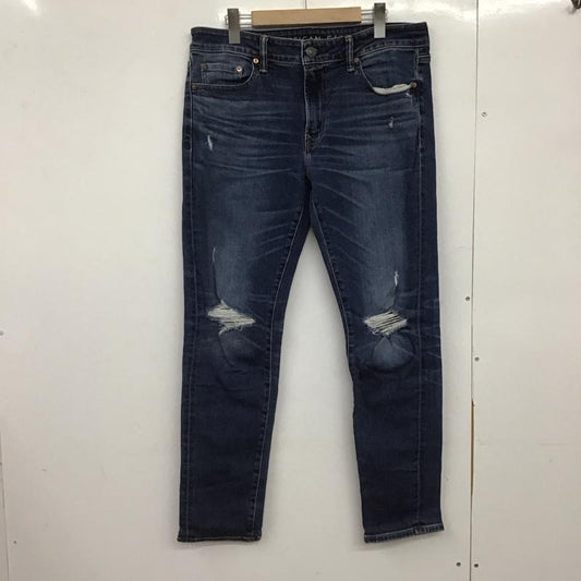 アメリカンイーグル AMERICANEAGLE パンツ デニム、ジーンズ デニムパンツ スリムパンツ ストレッチパンツ 33インチ ダメージ加工 インディゴ / インディゴ /  メンズ USED 古着 中古 10148014
