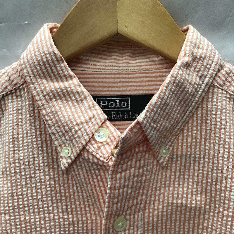 ポロバイラルフローレン Polo by RALPH LAUREN シャツ、ブラウス 半袖 半袖シャツ ストライプシャツ ボタンダウンシャツ ストライプ 白 / ホワイト / X 橙 / オレンジ /  ボーイズ USED 古着 中古 10111015