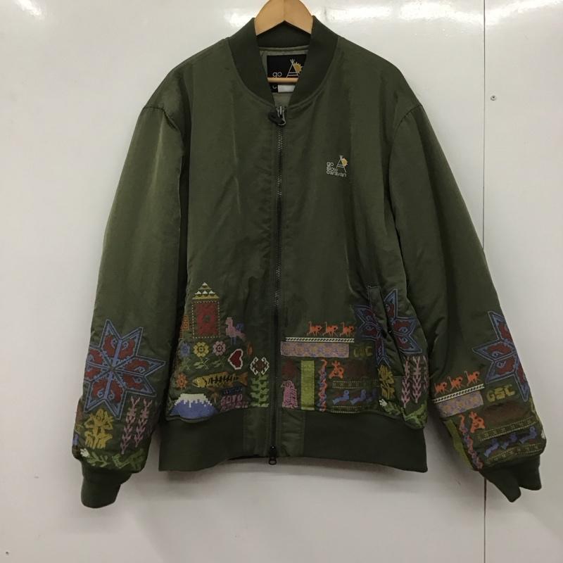 ゴースローキャラバン go slow caravan ジャケット、上着 ジャンパー、ブルゾン 310226 ワッシャーナイロンツイルパネル刺繍リブJK 4 刺繍 カーキ / カーキ /  メンズ USED 古着 中古 10139615