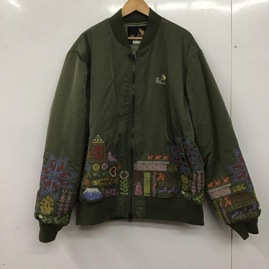 ゴースローキャラバン go slow caravan ジャケット、上着 ジャンパー、ブルゾン 310226 ワッシャーナイロンツイルパネル刺繍リブJK 4 刺繍 カーキ / カーキ /  メンズ USED 古着 中古 10139615
