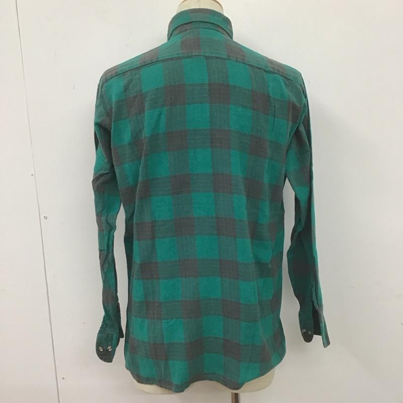 古着 USED シャツ、ブラウス 長袖 ボタンダウン M チェック 緑 / グリーン / X 黒 / ブラック /  メンズ USED 古着 中古 10107043