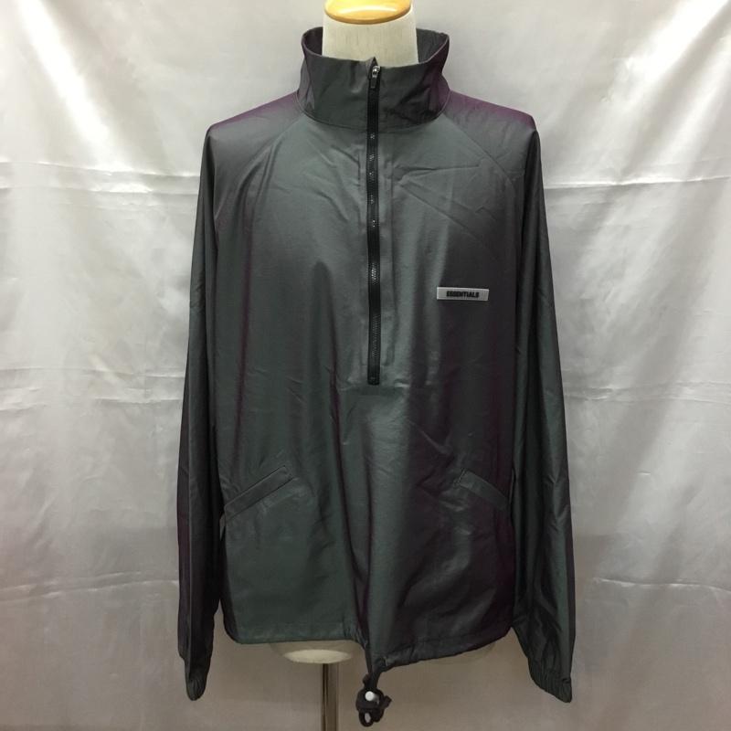 エッセンシャルズ ESSENTIALS ジャケット、上着 ジャンパー、ブルゾン プルオーバージャケット ジップアップ ナイロンジャケット M ロゴ、文字 灰 / グレー /  メンズ USED 古着 中古 10109445