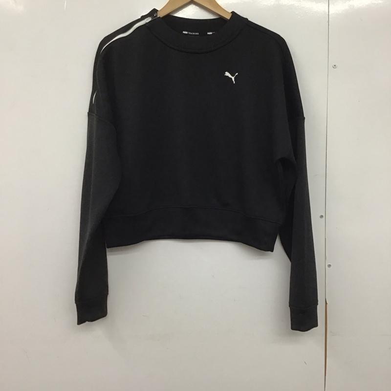 プーマ PUMA トレーナー 長袖 長袖スウェット クルーネックカットソー トレーナー ジャージ L ロゴ、文字 黒 / ブラック /  レディース USED 古着 中古 10147636