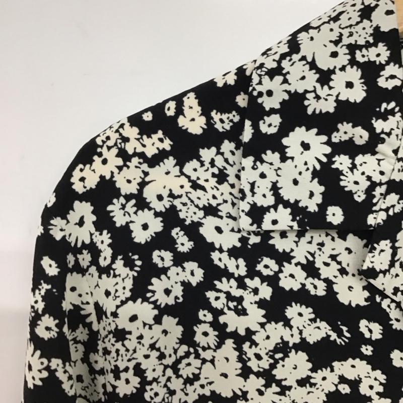 セシルマクビー CECIL McBEE ワンピース ロングスカート 長袖シャツロングワンピース 前開 フレアスカート FREE プリント 白 / ホワイト / X 黒 / ブラック /  レディース USED 古着 中古 10147110