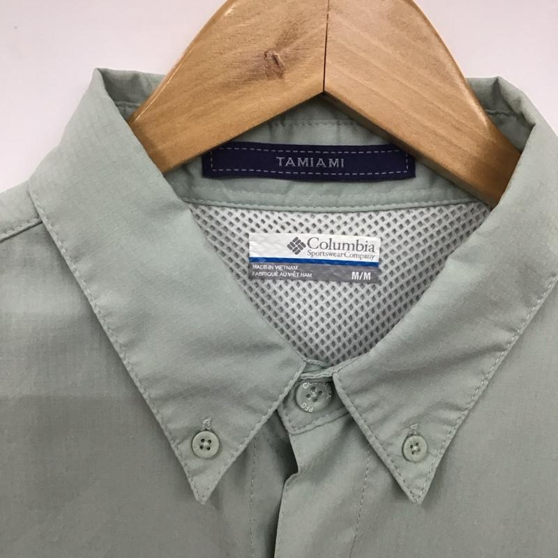 コロンビア Columbia シャツ、ブラウス 長袖 長袖シャツ カラーシャツ ボタンダウンシャツ M ロゴ、文字 緑 / グリーン /  メンズ USED 古着 中古 10132429