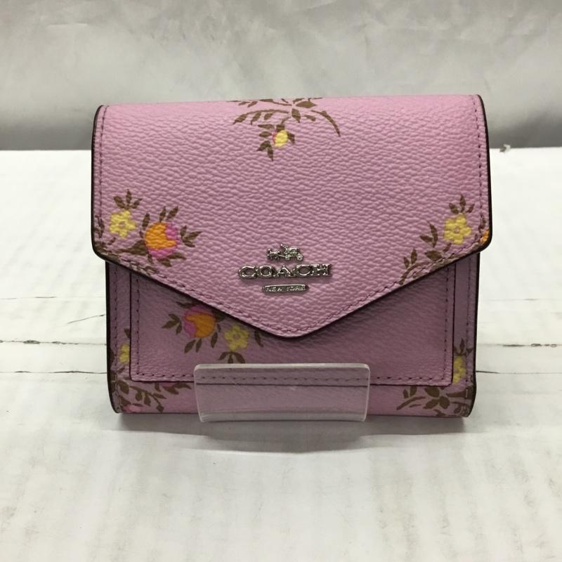 コーチ COACH 財布 コンパクト財布 フローラル スモール財布 花柄 桃 / ピンク /  レディース USED 古着 中古 10116647
