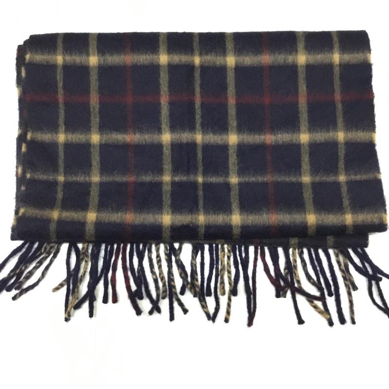 ブルックスブラザーズ BROOKS BROTHERS マフラー マフラー カシミヤ フリンジ チェック ロゴ、文字 紺 / ネイビー / X ベージュ / ベージュ / X 赤 / レッド /  メンズ USED 古着 中古 10113645