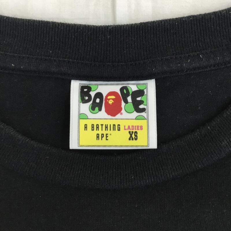 アベイシングエイプ A BATHING APE Tシャツ 半袖 COLLEGE MILO TEE XS プリント 黒 / ブラック /  レディース USED 古着 中古 10141841
