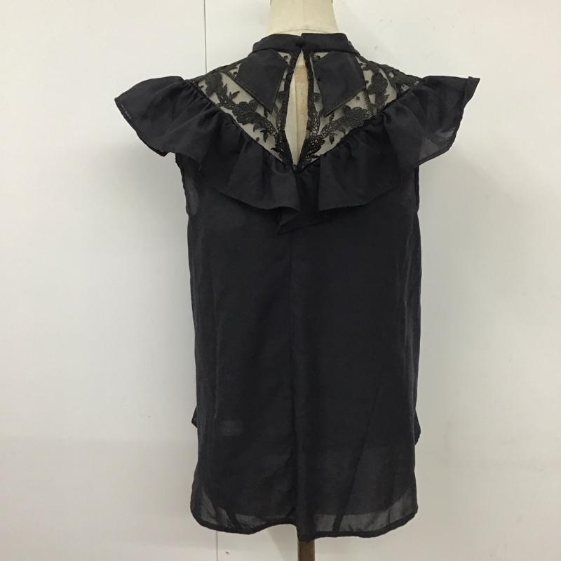 リリー ブラウン Lily Brown カットソー 半袖 lwft212062 エンブロイダリーレースブラウス ノースリーブカットソー 無地 X 花柄 黒 / ブラック /  レディース USED 古着 中古 10118007