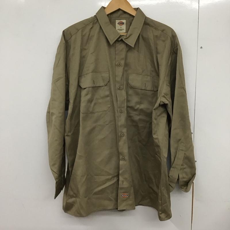 ディッキーズ Dickies シャツ、ブラウス 長袖 長袖シャツ 無地シャツ カラーシャツ L 無地 ベージュ / ベージュ /  メンズ USED 古着 中古 10132332