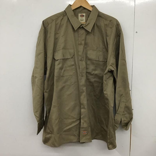 ディッキーズ Dickies シャツ、ブラウス 長袖 長袖シャツ 無地シャツ カラーシャツ L 無地 ベージュ / ベージュ /  メンズ USED 古着 中古 10132332