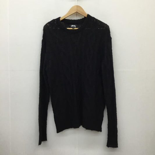 ステューシー STUSSY ニット、セーター 長袖 117228 CABLE LOOSE KNIT SWEATER M 無地 黒 / ブラック /  メンズ USED 古着 中古 10136991